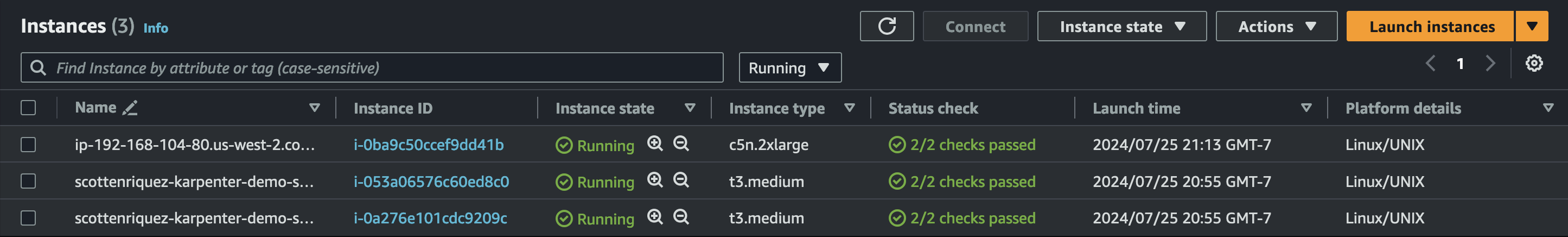 Karpenter instances